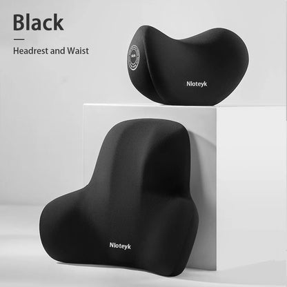 Memory Foam Car Headrest & Lumbar Support Pillow – Universal Fit for Auto & Office Use
