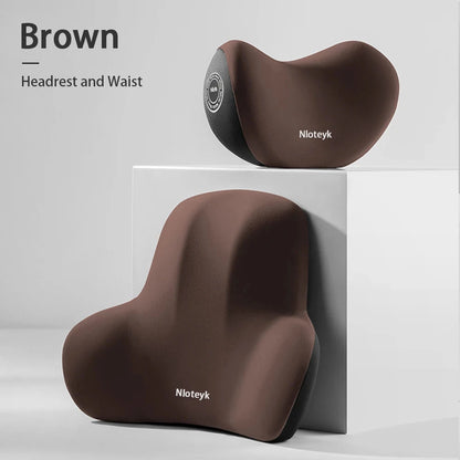 Memory Foam Car Headrest & Lumbar Support Pillow – Universal Fit for Auto & Office Use