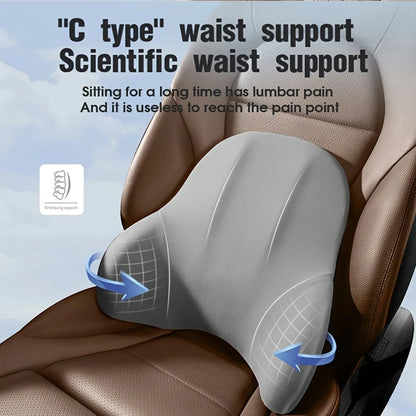 Memory Foam Car Headrest & Lumbar Support Pillow – Universal Fit for Auto & Office Use